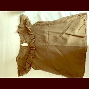 System Action brown ruffle top. Linen